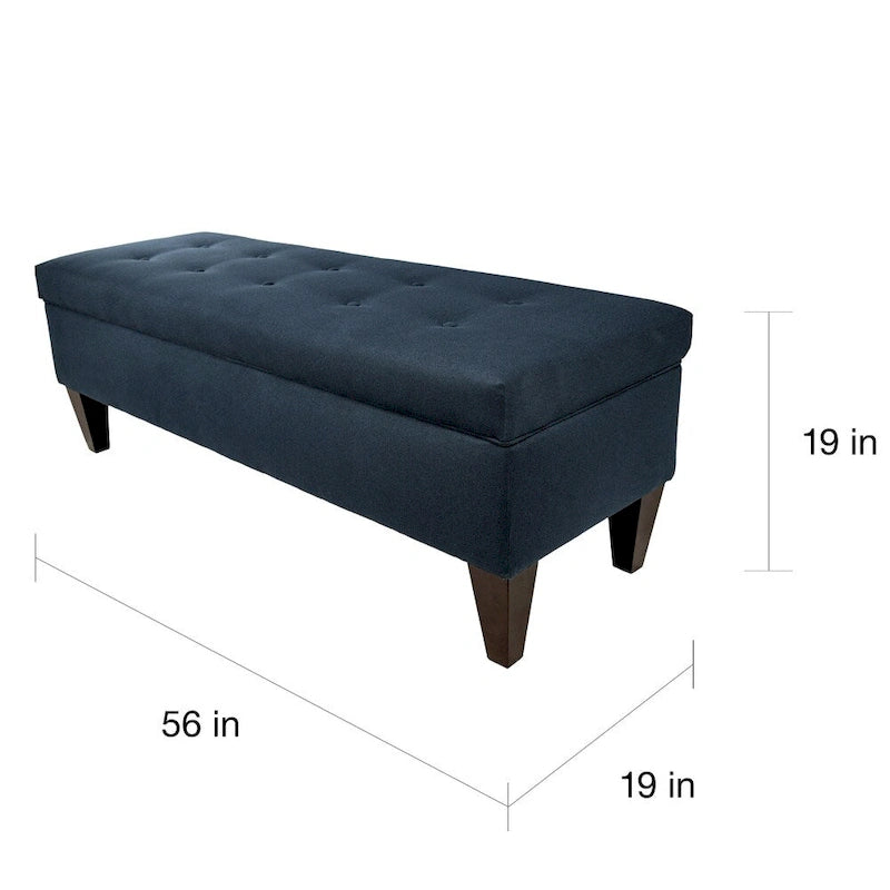 Banc de rangement ottoman long Brooke Dawson7 capitonné à 10 boutons