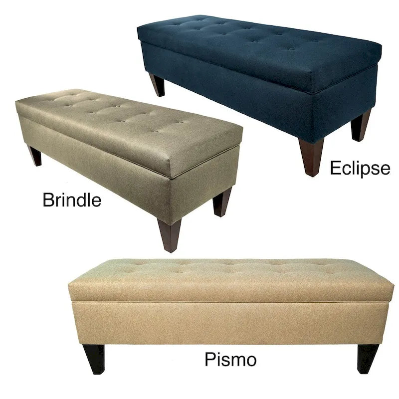 Banc de rangement ottoman long Brooke Dawson7 capitonné à 10 boutons