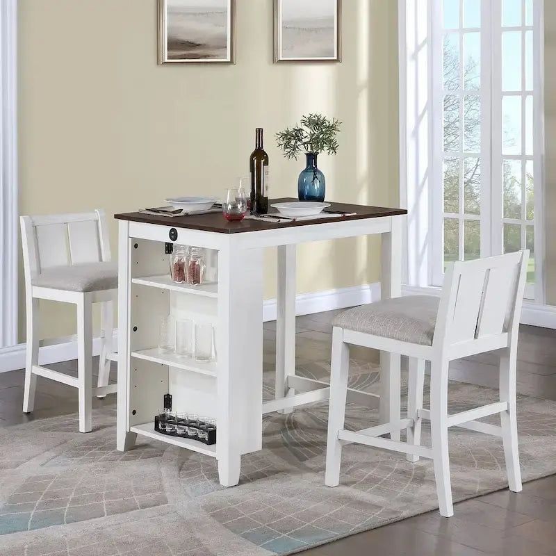 Ensemble de bar 3 pièces avec table à manger hauteur comptoir et 2 chaises