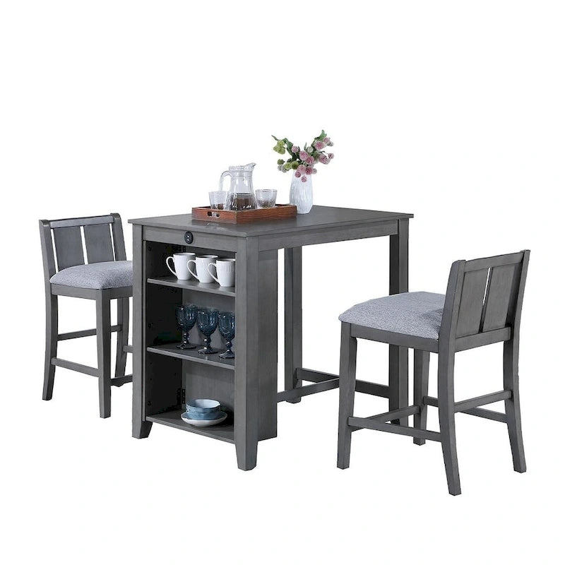 Ensemble de bar 3 pièces avec table à manger hauteur comptoir et 2 chaises