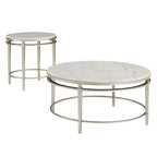 Table Egan Champagne Silver avec plateau en marbre par