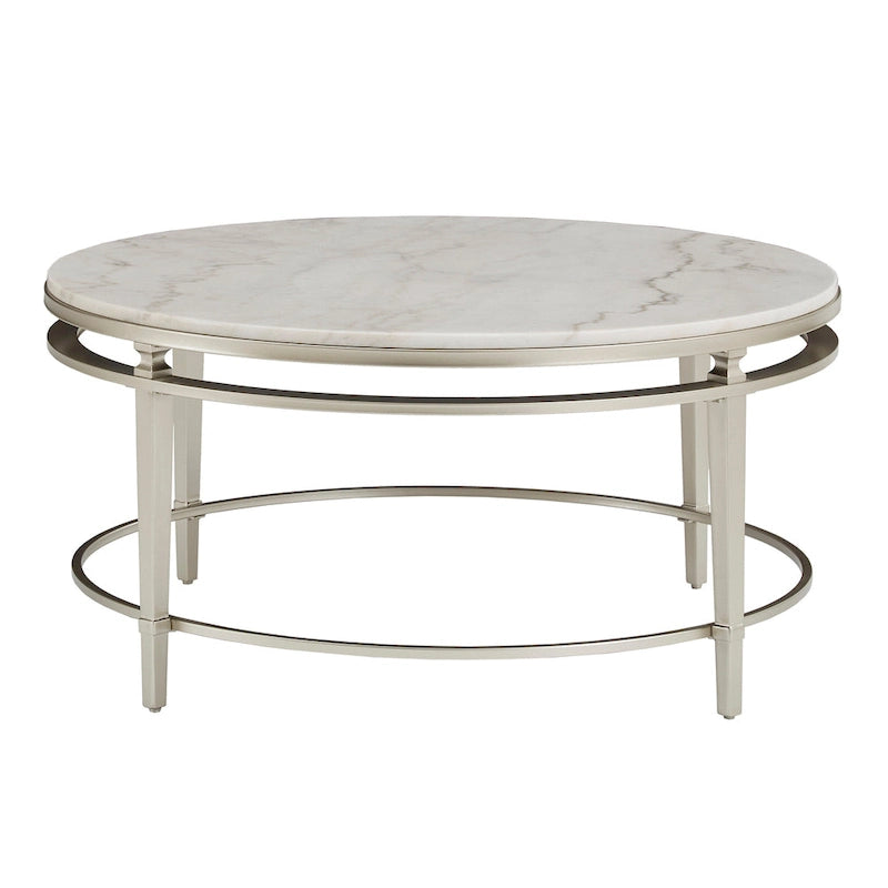 Table Egan Champagne Silver avec plateau en marbre par