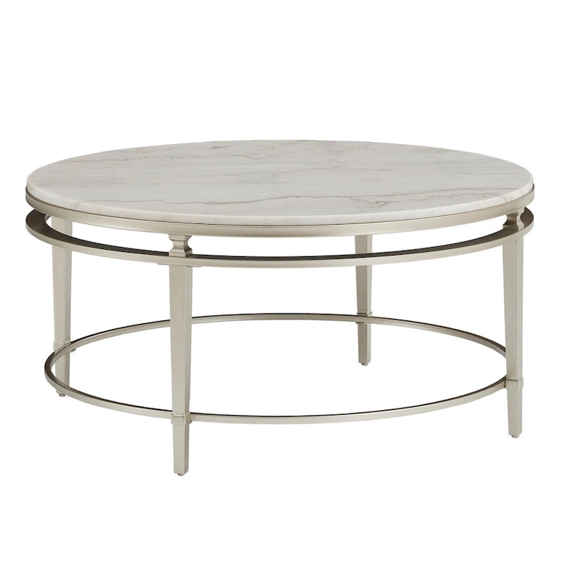 Table Egan Champagne Silver avec plateau en marbre par