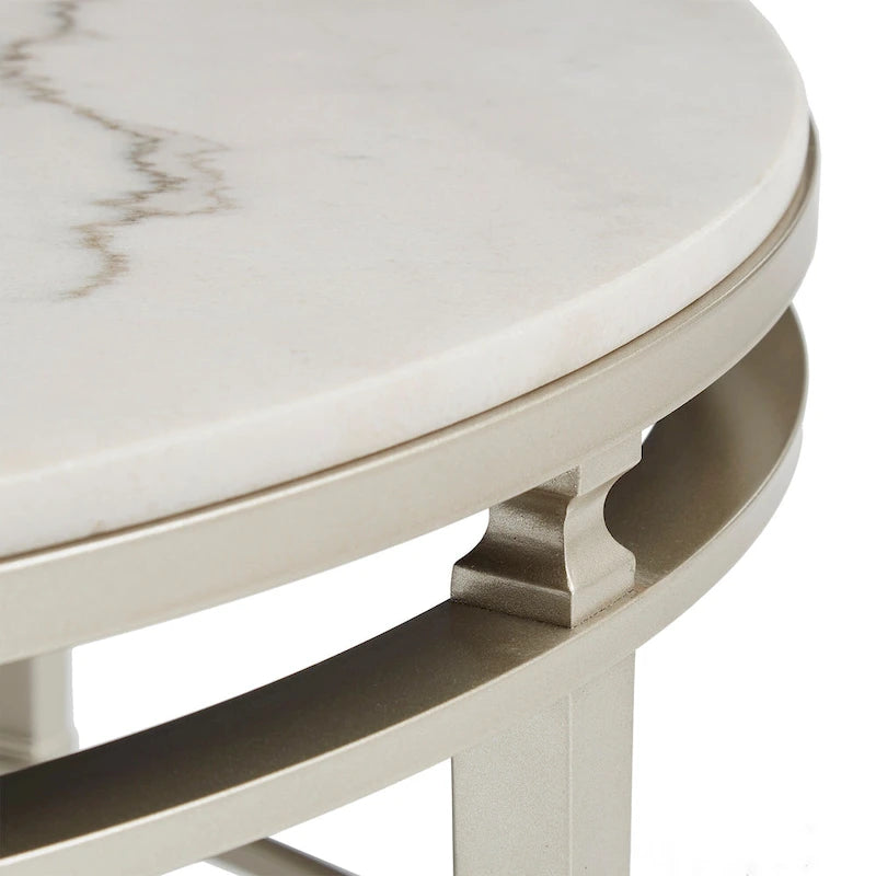 Table Egan Champagne Silver avec plateau en marbre par