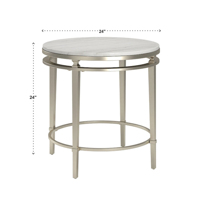 Table Egan Champagne Silver avec plateau en marbre par