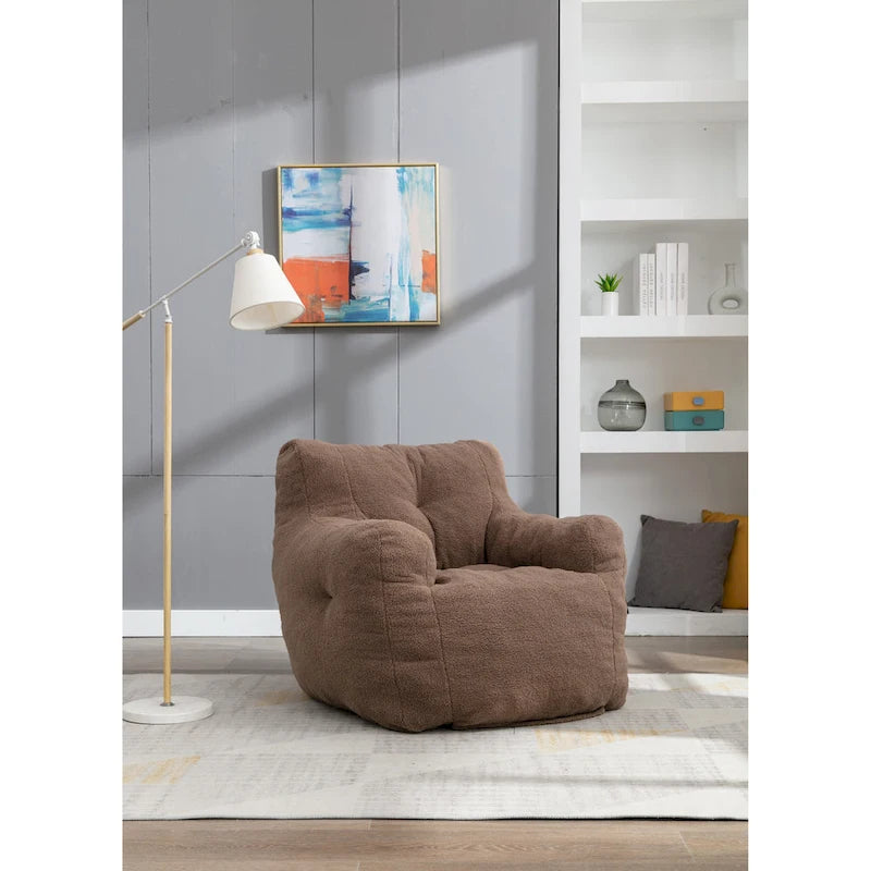 Pouf doux et touffeté en mousse avec tissu Teddy