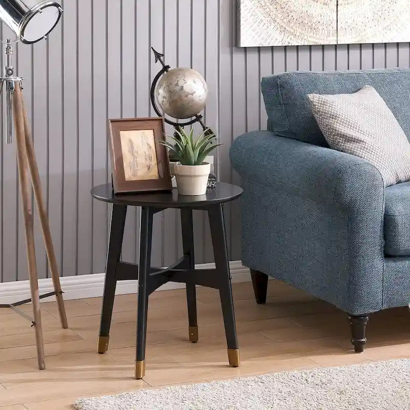 Table d'appoint en bois moderne du milieu du siècle Morgenstern Round
