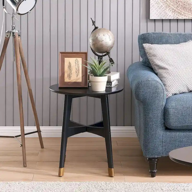Table d'appoint en bois moderne du milieu du siècle Morgenstern Round