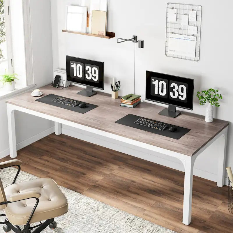 Bureau d'ordinateur extra long de 78,7 pouces pour 2 personnes