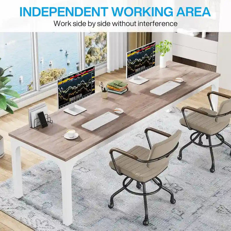 Bureau d'ordinateur extra long de 78,7 pouces pour 2 personnes