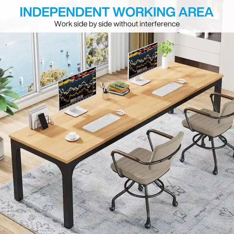 Bureau d'ordinateur extra long de 78,7 pouces pour 2 personnes