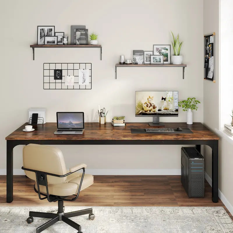 Bureau d'ordinateur extra long de 78,7 pouces pour 2 personnes