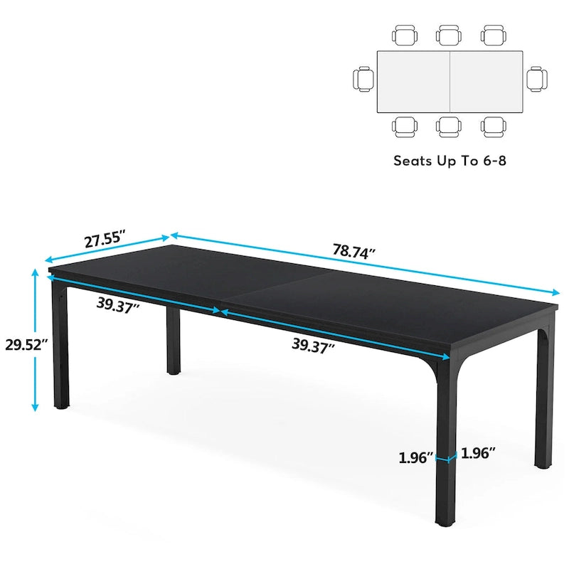 Bureau d'ordinateur extra long de 78,7 pouces pour 2 personnes