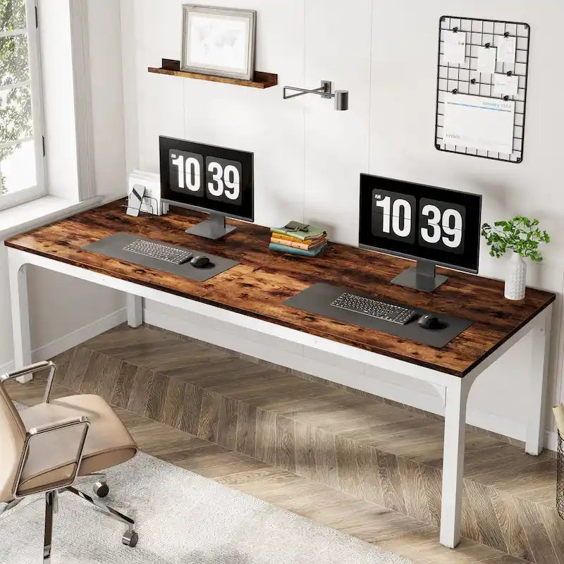Bureau d'ordinateur extra long de 78,7 pouces pour 2 personnes