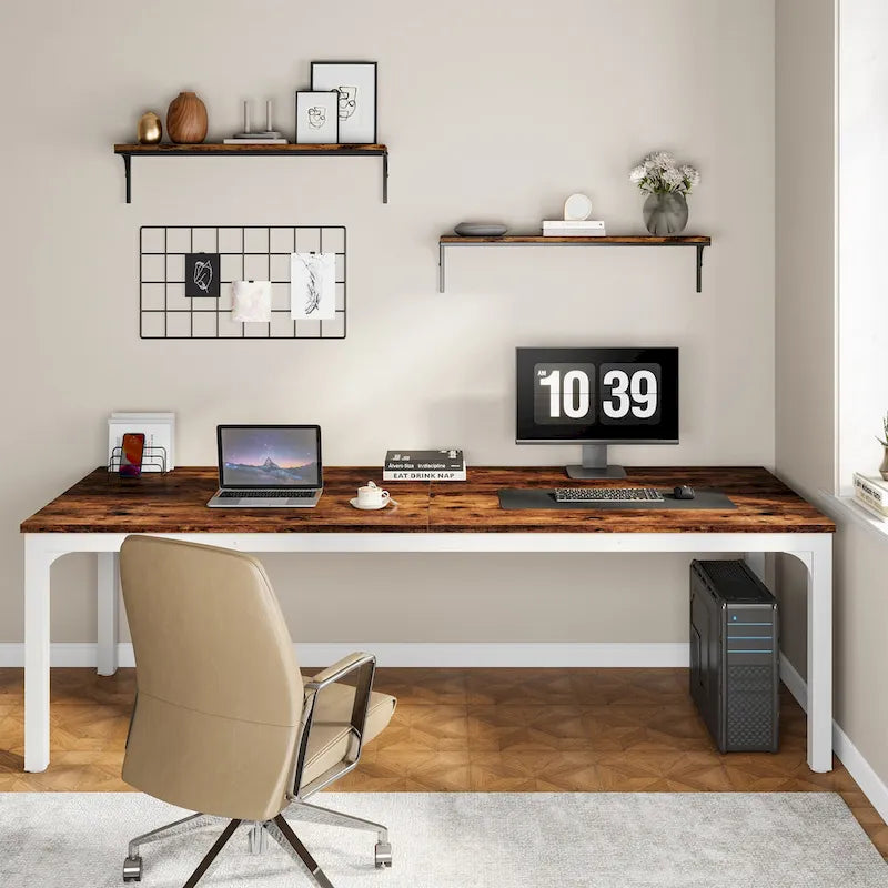 Bureau d'ordinateur extra long de 78,7 pouces pour 2 personnes