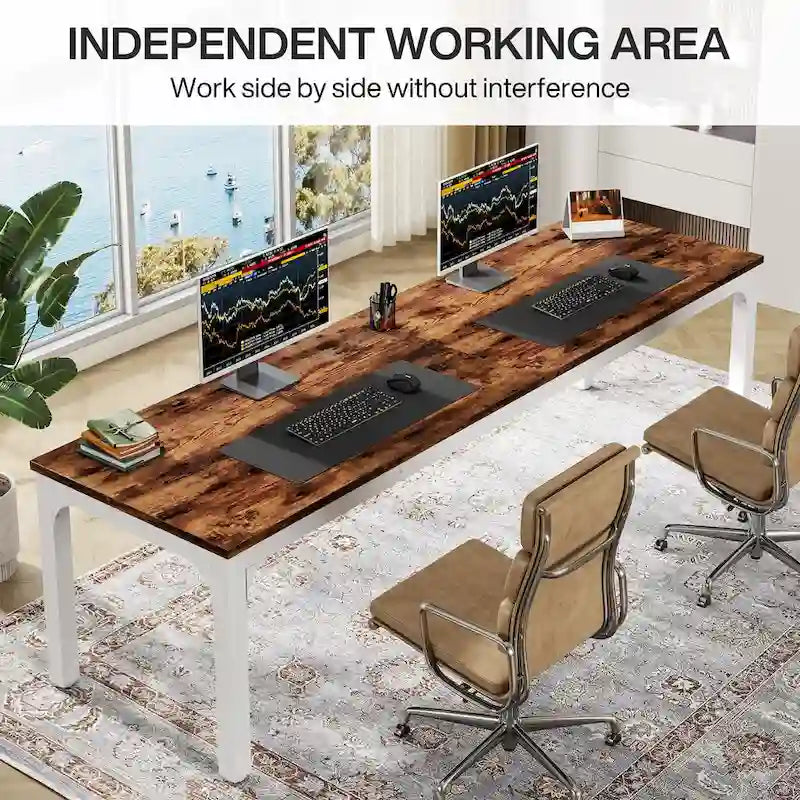 Bureau d'ordinateur extra long de 78,7 pouces pour 2 personnes