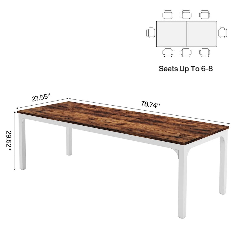 Bureau d'ordinateur extra long de 78,7 pouces pour 2 personnes