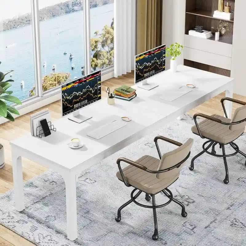 Bureau d'ordinateur extra long de 78,7 pouces pour 2 personnes