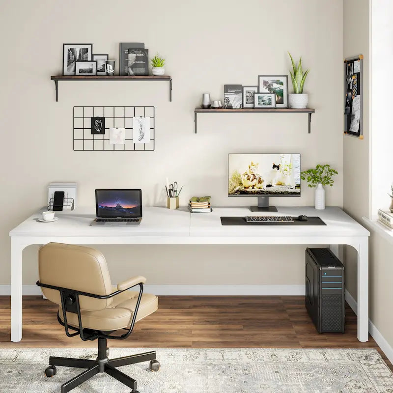 Bureau d'ordinateur extra long de 78,7 pouces pour 2 personnes