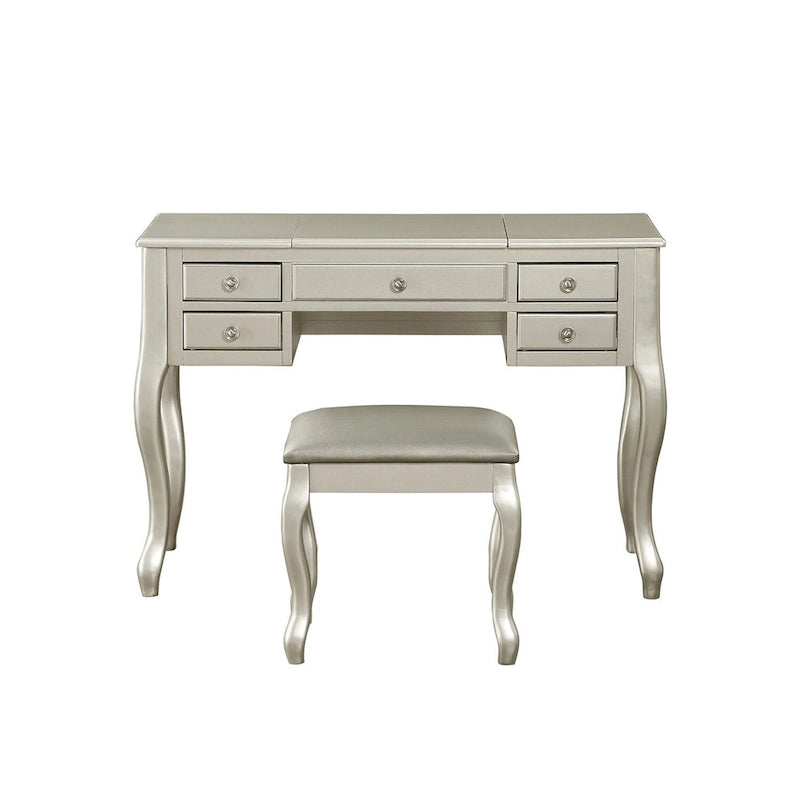 Coiffeuse avec miroir relevable et tabouret