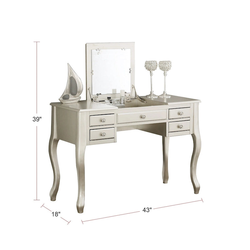 Coiffeuse avec miroir relevable et tabouret
