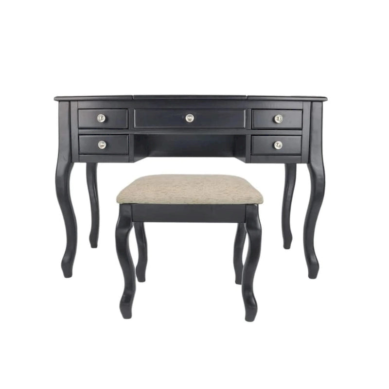 Coiffeuse avec miroir relevable et tabouret