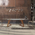 Table à manger extensible avec plateau en verre transparent et pieds en bois - 160/240 x 90 x 75 cm