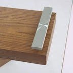 Table à manger extensible avec plateau en verre transparent et pieds en bois - 160/240 x 90 x 75 cm