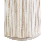 Table basse cylindrique en teck blanc vieilli par
