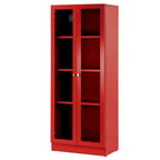Meuble de rangement métallique Avice 59 pouces rouge à portes françaises