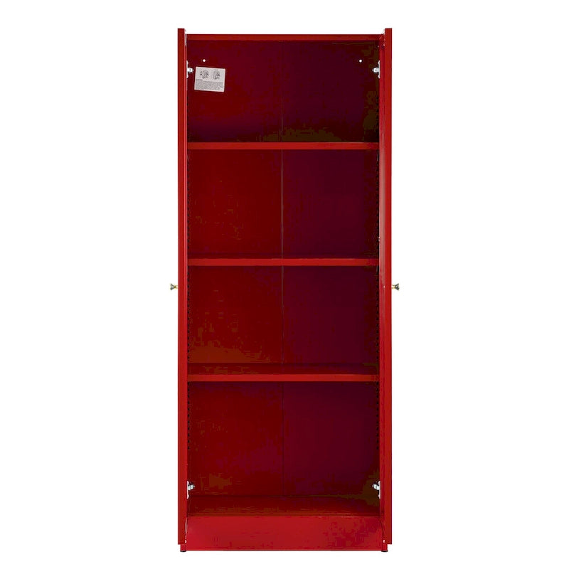 Meuble de rangement métallique Avice 59 pouces rouge à portes françaises