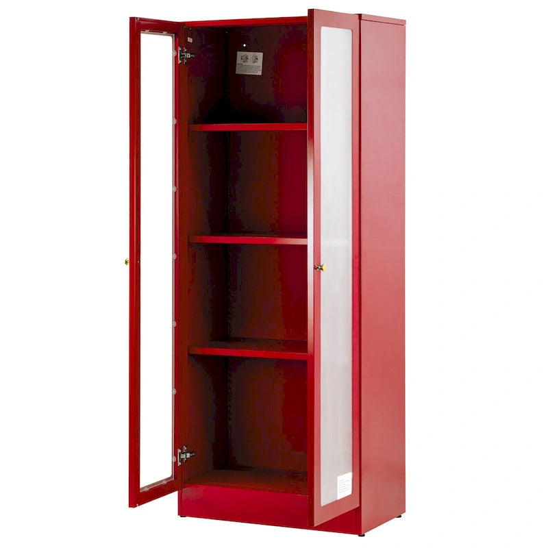 Meuble de rangement métallique Avice 59 pouces rouge à portes françaises