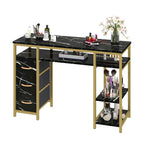 Coiffeuse de maquillage et bureau d'ordinateur avec 3 tiroirs en tissu, poste de travail pour l'art des ongles
