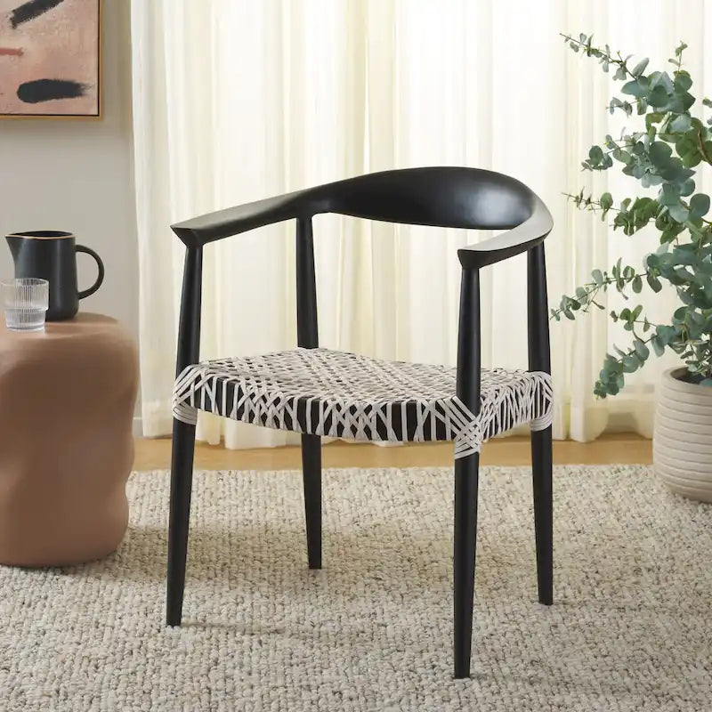 Chaise de salle à manger avec accoudoirs Trix Bandelier noire - 24,8 x 18,9 x 30,7 - 25L x 19P x 31H