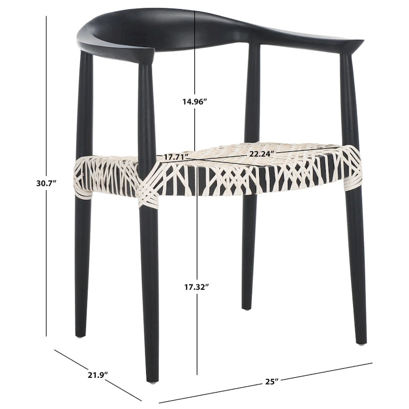 Chaise de salle à manger avec accoudoirs Trix Bandelier noire - 24,8 x 18,9 x 30,7 - 25L x 19P x 31H