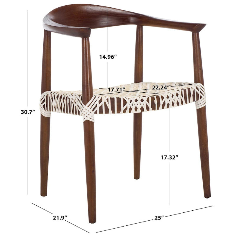 Chaise de salle à manger avec accoudoirs Trix Bandelier noire - 24,8 x 18,9 x 30,7 - 25L x 19P x 31H