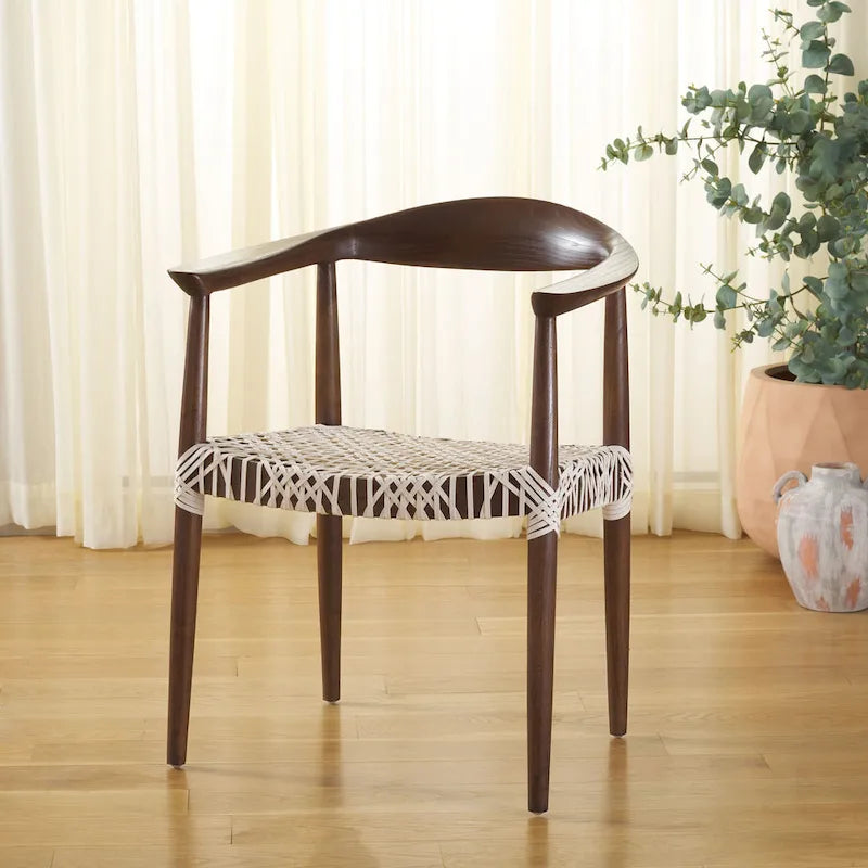 Chaise de salle à manger avec accoudoirs Trix Bandelier noire - 24,8 x 18,9 x 30,7 - 25L x 19P x 31H