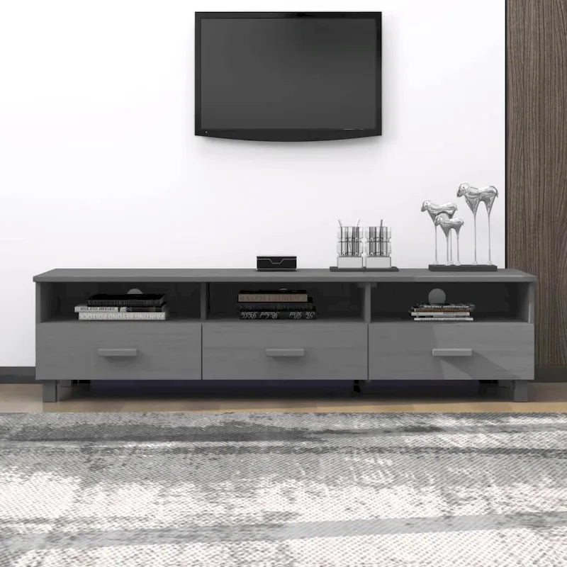 Meuble TV Banc TV Bahut Meuble de Rangement Armoire HAMAR Pin Massif - 62.2x15.7x15.7