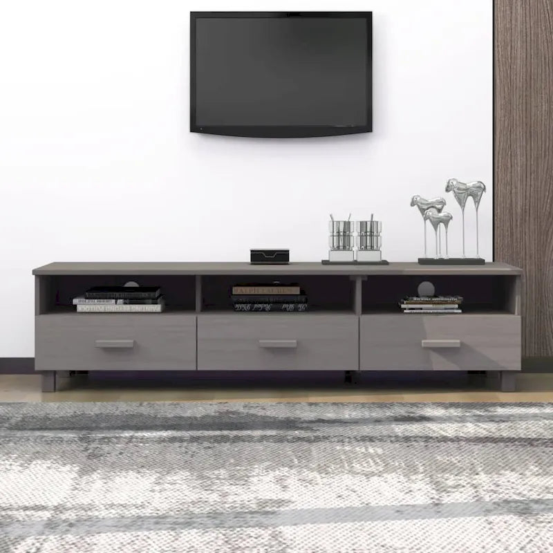 Meuble TV Banc TV Bahut Meuble de Rangement Armoire HAMAR Pin Massif - 62.2x15.7x15.7