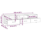 Meuble TV Banc TV Bahut Meuble de Rangement Armoire HAMAR Pin Massif - 62.2x15.7x15.7