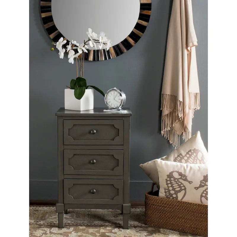  Dinah Grey 3-Drawer Storage Side Chest - 16.9 x 13.4 x 26.8 - 17Wx13Dx26H