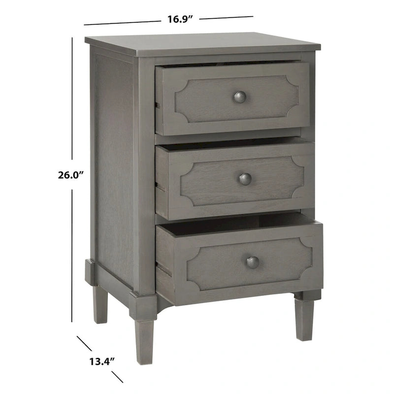 Commode de Rangement à 3 Tiroirs Dinah Grise - 16,9 x 13,4 x 26,8 - 17Lx13Px26H