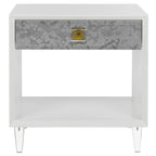 Table d'appoint Couture Myrthe Eglomise - Blanc - 24 L x 18 P x 25 H - 24Lx18Px25H