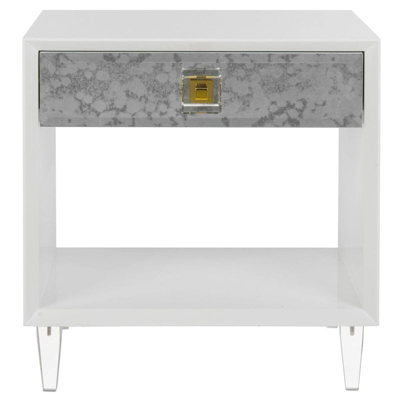 Table d'appoint Couture Myrthe Eglomise - Blanc - 24 L x 18 P x 25 H - 24Lx18Px25H