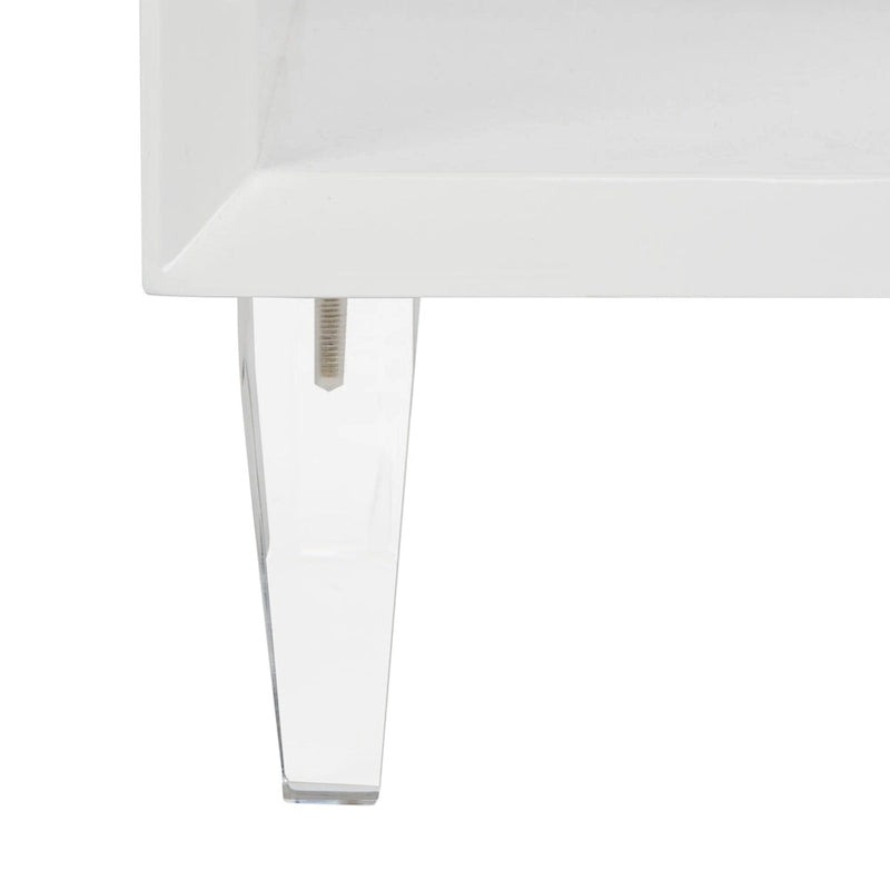 Table d'appoint Couture Myrthe Eglomise - Blanc - 24 L x 18 P x 25 H - 24Lx18Px25H
