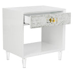 Table d'appoint Couture Myrthe Eglomise - Blanc - 24 L x 18 P x 25 H - 24Lx18Px25H