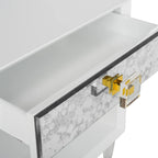 Table d'appoint Couture Myrthe Eglomise - Blanc - 24 L x 18 P x 25 H - 24Lx18Px25H