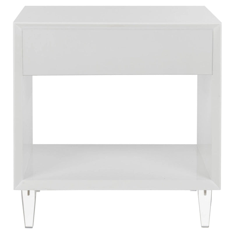 Table d'appoint Couture Myrthe Eglomise - Blanc - 24 L x 18 P x 25 H - 24Lx18Px25H