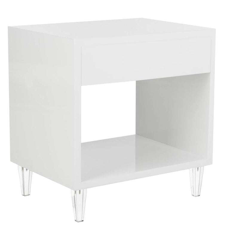 Table d'appoint Couture Myrthe Eglomise - Blanc - 24 L x 18 P x 25 H - 24Lx18Px25H