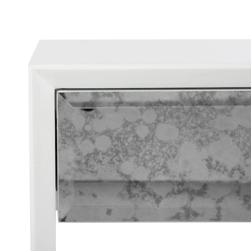 Table d'appoint Couture Myrthe Eglomise - Blanc - 24 L x 18 P x 25 H - 24Lx18Px25H